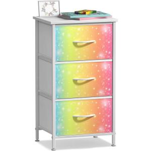 image:imageSorbus Nightstand with 2 Drawers  Kids Bedside Furniture End Table Night Stand  Steel Frame Wood Top amp Easy Pull Fabric Bins  Dresser amp Chest for Home Bedroom Accessories Office amp College DormColorful With Stars