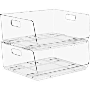 image:imageSorbus Stackable Storage Bins Open Front Clear Stackable Storage Bins Pantry Bins for Storage and Organization Acrylic Stackable Bins for Kitchen Clear Pantry Organizer Bins Small Square 8 PackLarge