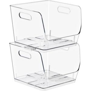 image:imageSorbus Stackable Storage Bins Open Front Clear Stackable Storage Bins Pantry Bins for Storage and Organization Acrylic Stackable Bins for Kitchen Clear Pantry Organizer Bins Small Square 8 PackMedium Square