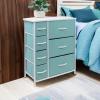 image:imageSorbus Dresser with 7 Drawers  Furniture Storage Chest for Kids Teens Bedroom Nursery Playroom Clothes Toys  Steel Frame Wood Top Tiedye Fabric Bins 7Drawer TiedyePastel Aqua