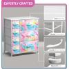 image:imageSorbus Dresser with 7 Drawers  Furniture Storage Chest for Kids Teens Bedroom Nursery Playroom Clothes Toys  Steel Frame Wood Top Tiedye Fabric Bins 7Drawer TiedyeWatercolor