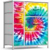 image:imageSorbus Dresser with 7 Drawers  Furniture Storage Chest for Kids Teens Bedroom Nursery Playroom Clothes Toys  Steel Frame Wood Top Tiedye Fabric Bins 7Drawer TiedyeDark Tiedye