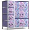 image:imageSorbus Dresser with 7 Drawers  Furniture Storage Chest for Kids Teens Bedroom Nursery Playroom Clothes Toys  Steel Frame Wood Top Tiedye Fabric Bins 7Drawer TiedyeBluePinkPurple