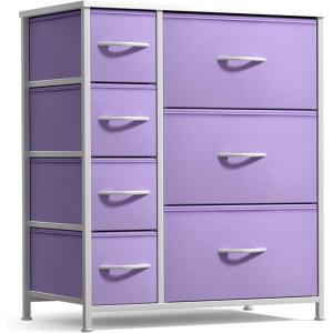 image:imageSorbus Dresser with 7 Drawers  Furniture Storage Chest for Kids Teens Bedroom Nursery Playroom Clothes Toys  Steel Frame Wood Top Tiedye Fabric Bins 7Drawer TiedyePastel Purple