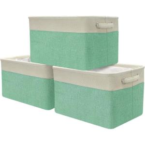 image:imageSorbus Fabric Storage Cubes 15 Inch  Big Sturdy Collapsible Storage Bins with Dual Handles  Foldable Baskets for Organizing Decorative Storage Baskets for Shelves  Home amp Office Use 3 Pack GreenGreen