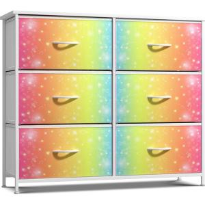image:imageSorbus Kids Dresser with 8 Drawers  Storage Unit Organizer Chest for Clothes  Bedroom Kids Room Nursery amp Closet TieDye 315 x 12 x 328 DrawerColorful With Stars