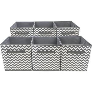 image:imageSorbus Foldable Storage Cube Basket Bin 6 PackChevron Pattern Gray