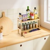 image:imageSorbus Bamboo Bathroom Counter Organizer  2Tier Shelf with Hidden Drawer for Vanity Matcha Station Bathroom Sink Organizer Countertop Kitchen amp Office Storage 17Lx65Wx126H BrownNatural Bamboo