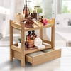 image:imageSorbus Bamboo Bathroom Counter Organizer  2Tier Shelf with Hidden Drawer for Vanity Matcha Station Bathroom Sink Organizer Countertop Kitchen amp Office Storage 17Lx65Wx126H BrownNatural Bamboo