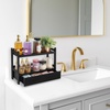 image:imageSorbus Bamboo Bathroom Counter Organizer  2Tier Shelf with Hidden Drawer for Vanity Matcha Station Bathroom Sink Organizer Countertop Kitchen amp Office Storage 17Lx65Wx126H BrownBlack