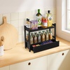 image:imageSorbus Bamboo Bathroom Counter Organizer  2Tier Shelf with Hidden Drawer for Vanity Matcha Station Bathroom Sink Organizer Countertop Kitchen amp Office Storage 17Lx65Wx126H BrownBlack