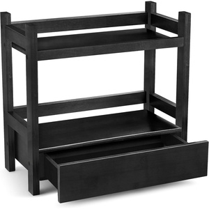 image:imageSorbus Bamboo Bathroom Counter Organizer  2Tier Shelf with Hidden Drawer for Vanity Matcha Station Bathroom Sink Organizer Countertop Kitchen amp Office Storage 17Lx65Wx126H BrownBlack
