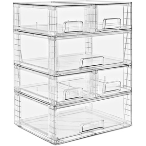 image:imageSorbus Stackable Clear Storage Drawers 5 Pack 1 Wide  2 Medium  2 Small PullOut Organizer Bins  Plastic Drawer Organizers for Bathroom Vanity Makeup Under Sink amp Countertop Organization2 Wide  4 Small