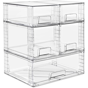 image:imageSorbus Stackable Clear Storage Drawers 5 Pack 1 Wide  2 Medium  2 Small PullOut Organizer Bins  Plastic Drawer Organizers for Bathroom Vanity Makeup Under Sink amp Countertop Organization1 Wide  2 Medium  2 Small