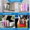 image:imageSorbus Stanley Cup Organizer  3Cup Holder for Cabinet Fridge or Wall  Magnetic or Screw Mount  Stanley Storage Organizer for 20oz 30oz 40oz Cups Tumblers and Water Bottles Silver 1PackSilver