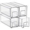 image:imageSorbus Small Clear Stackable Storage Drawers 2Pack Plastic Organizer Bins with Handles PullOut Drawers for Bathroom Closet Medicine Cabinet Pantry Storage Baby Bottle Organizer4 Pack