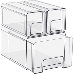 image:imageSorbus 1 Large amp 2 Small Clear Stackable Storage Drawers Plastic Organizer Bins with Handles PullOut Stackable Drawers for Bathroom Closet Medicine Cabinet Pantry Storage Baby Bottle Organizer1 Large  2 Small