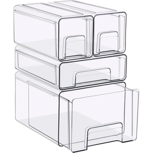 image:imageSorbus 1 Large amp 2 Small Clear Stackable Storage Drawers Plastic Organizer Bins with Handles PullOut Stackable Drawers for Bathroom Closet Medicine Cabinet Pantry Storage Baby Bottle OrganizerComplete Set