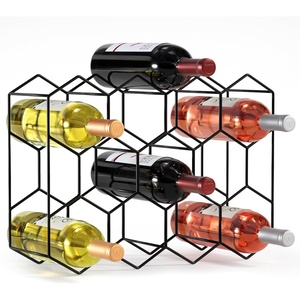 image:imageSorbus 14 Bottle Wine Rack  Stackable Metal Wine Storage Organizer with Honeycomb Design  Cabinet Pantry or Bar Wine Bottle Holder  Modern Black Wine Racks Countertop  No Assembly Required