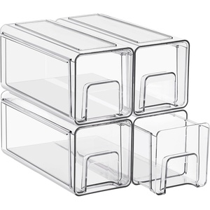 image:imageSorbus Small Clear Stackable Storage Drawers 2Pack Plastic Organizer Bins with Handles PullOut Drawers for Bathroom Closet Medicine Cabinet Pantry Storage Baby Bottle Organizer4 Pack