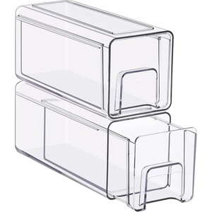 image:imageSorbus Small Clear Stackable Storage Drawers 2Pack Plastic Organizer Bins with Handles PullOut Drawers for Bathroom Closet Medicine Cabinet Pantry Storage Baby Bottle Organizer2 Pack