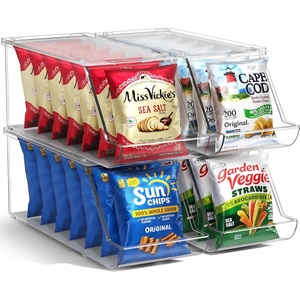 image:imageSorbus Stackable Snack Organizer Bins Open Front  Clear Pantry Storage Bins for Chips Snacks amp Food Pouches  Kitchen Pantry Organizer 2 Pack4 Pack