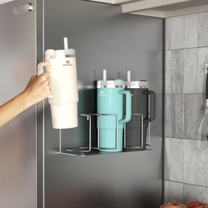 image:imageSorbus Stanley Cup Organizer  3Cup Holder for Cabinet Fridge or Wall  Magnetic or Screw Mount  Stanley Storage Organizer for 20oz 30oz 40oz Cups Tumblers and Water Bottles Silver 1PackSilver