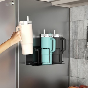 image:imageSorbus Stanley Cup Organizer  3Cup Holder for Cabinet Fridge or Wall  Magnetic or Screw Mount  Stanley Storage Organizer for 20oz 30oz 40oz Cups Tumblers and Water Bottles Silver 1PackBlack