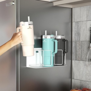image:imageSorbus Stanley Cup Organizer  3Cup Holder for Cabinet Fridge or Wall  Magnetic or Screw Mount  Stanley Storage Organizer for 20oz 30oz 40oz Cups Tumblers and Water Bottles Silver 1PackWhite