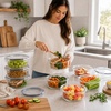 image:imageSorbus 16pc Glass Meal Prep Containers Set  8 Round 32oz Containers with Airtight Lids  Freezer Dishwasher Oven Safe  Reusable Food Storage Bowls 4 Cup Capacity for Meal Prep and Storage PinkGray Vented Lid
