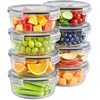 image:imageSorbus 16pc Glass Meal Prep Containers Set  8 Round 32oz Containers with Airtight Lids  Freezer Dishwasher Oven Safe  Reusable Food Storage Bowls 4 Cup Capacity for Meal Prep and Storage PinkGray Vented Lid