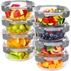 image:imageSorbus 16pc Glass Meal Prep Containers Set  8 Round 32oz Containers with Airtight Lids  Freezer Dishwasher Oven Safe  Reusable Food Storage Bowls 4 Cup Capacity for Meal Prep and Storage PinkGrey