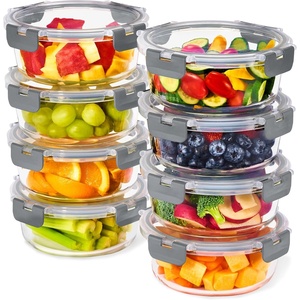 image:imageSorbus 16pc Glass Meal Prep Containers Set  8 Round 32oz Containers with Airtight Lids  Freezer Dishwasher Oven Safe  Reusable Food Storage Bowls 4 Cup Capacity for Meal Prep and Storage PinkGrey
