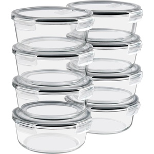 image:imageSorbus 16pc Glass Meal Prep Containers Set  8 Round 32oz Containers with Airtight Lids  Freezer Dishwasher Oven Safe  Reusable Food Storage Bowls 4 Cup Capacity for Meal Prep and Storage PinkGray Vented Lid
