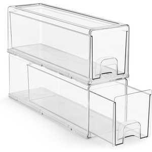 image:imageSorbus Large Clear Stackable Storage Drawers  6Pack Plastic Organizer Bins with Handles  Stackable PullOut Storage Drawers for Closet Pantry Office Bathroom Craft and Toy Organization2 Pack