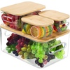 image:imageSorbus Organizer Bins with EcoFriendly  Bamboo lids Kitchen Pantry Organization Storage bins for fridge freezer Food Storage containers for organizing Cabinet Organizers