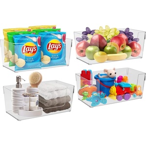 image:imageSorbus Open Plastic Storage Bins Clear Pantry Organizer Box Bin Containers for Organizing Kitchen Fridge Food Snack Pantry Cabinet Fruit Vegetables Bathroom Supplies Wide Rectangular 4Pack