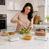 image:imageSorbus Large Glass Food Storage Container with Lid 163 oz 4800ml Airtight Leakproof Glass Meal Prep Container Rectangular Food Storage for Leftovers Freezer Microwave amp Dishwasher Safe