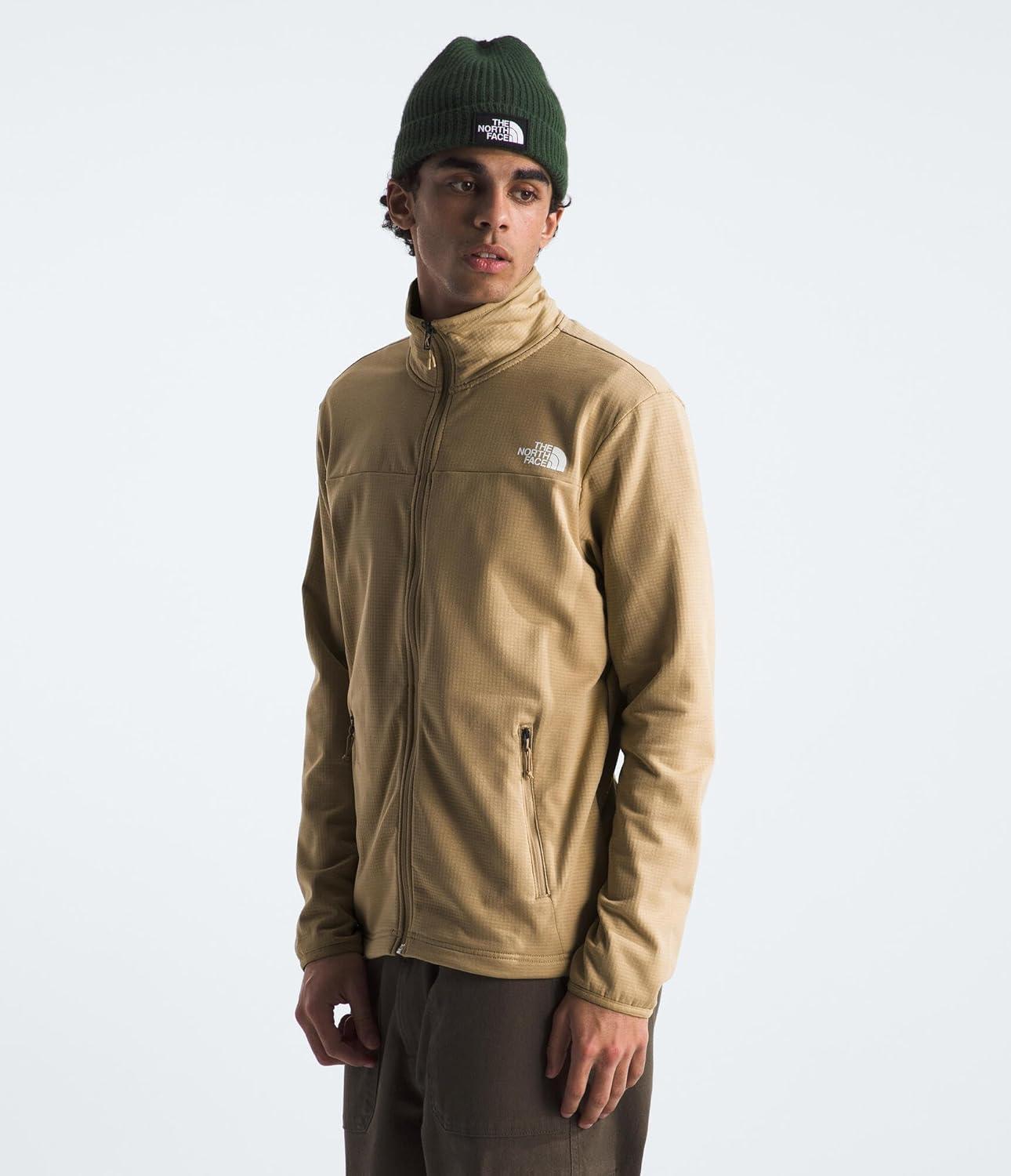 imageTHE NORTH FACE Mens Cedar Trail Grid Fleece Full Zip JacketKhaki Stone
