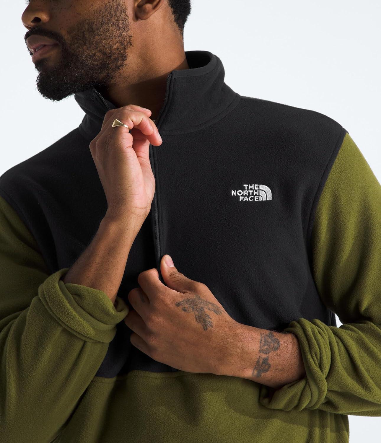 imageTHE NORTH FACE Mens Glacier Fleece 12 ZipForest OliveTnf Black