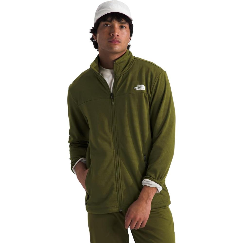 imageTHE NORTH FACE Mens Cedar Trail Grid Fleece Full Zip JacketForest Olive