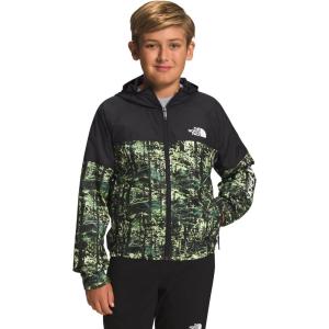 imageTHE NORTH FACE Boys Never Stop Hooded Wind Jacket Little KidsBig KidsNew Taupe Green Led Forest Print