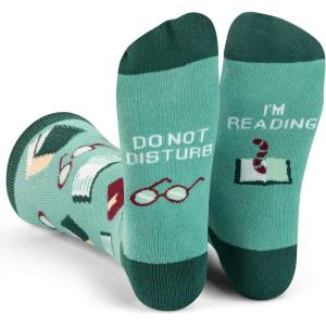 imageFunny Socks for Book Lovers Teachers Gamers Musicians and Nerds  Unisex for Men Women and TeensDnd Reading