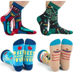 imageFunny Socks for Book Lovers Teachers Gamers Musicians and Nerds  Unisex for Men Women and TeensTeacher Bundle