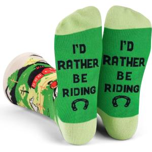 imageId Rather Be  Funny Socks For Men ampamp Women  Gifts For Golf Hunting Camping Hiking Outdoors Sports Unisex AdultId Rather Be Horse Riding