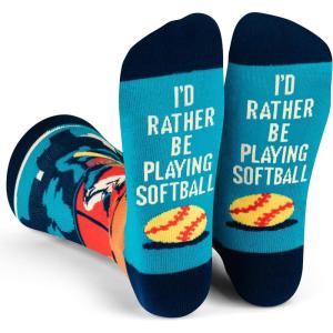 imageId Rather Be  Funny Socks For Men ampamp Women  Gifts For Golf Hunting Camping Hiking Outdoors Sports Unisex AdultPlaying Softball