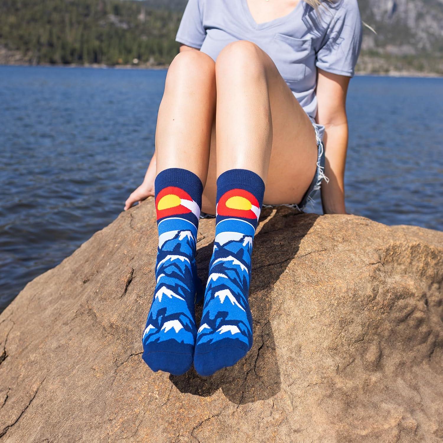 imageLavley Funny Socks for Outdoor Activities Lovers and More  Novelty Gifts for Men Women and TeensColorado Rocks