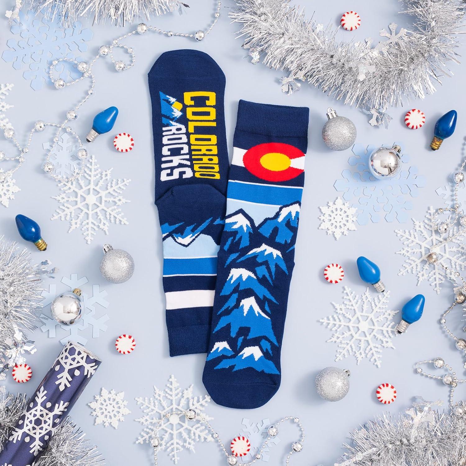 imageLavley Funny Socks for Outdoor Activities Lovers and More  Novelty Gifts for Men Women and TeensColorado Rocks