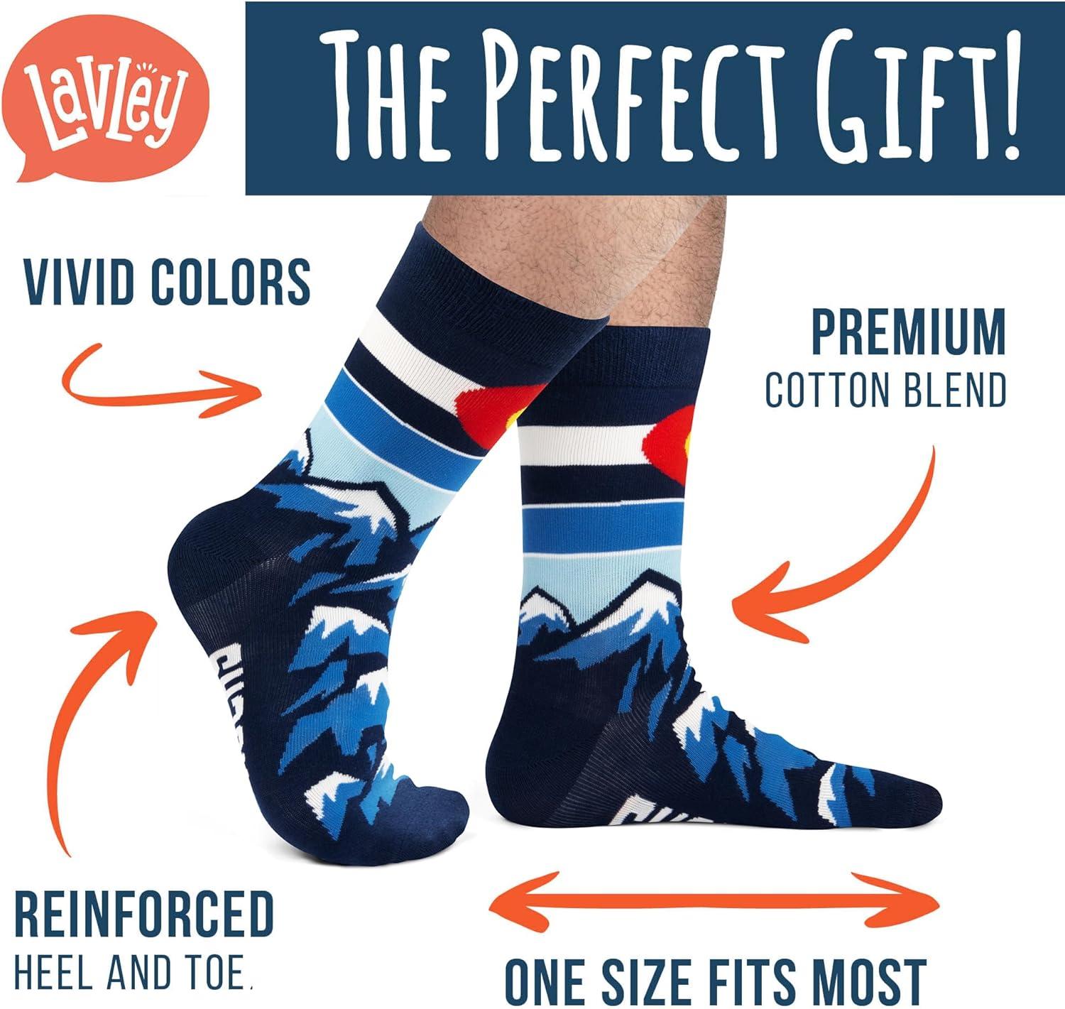 imageLavley Funny Socks for Outdoor Activities Lovers and More  Novelty Gifts for Men Women and TeensColorado Rocks