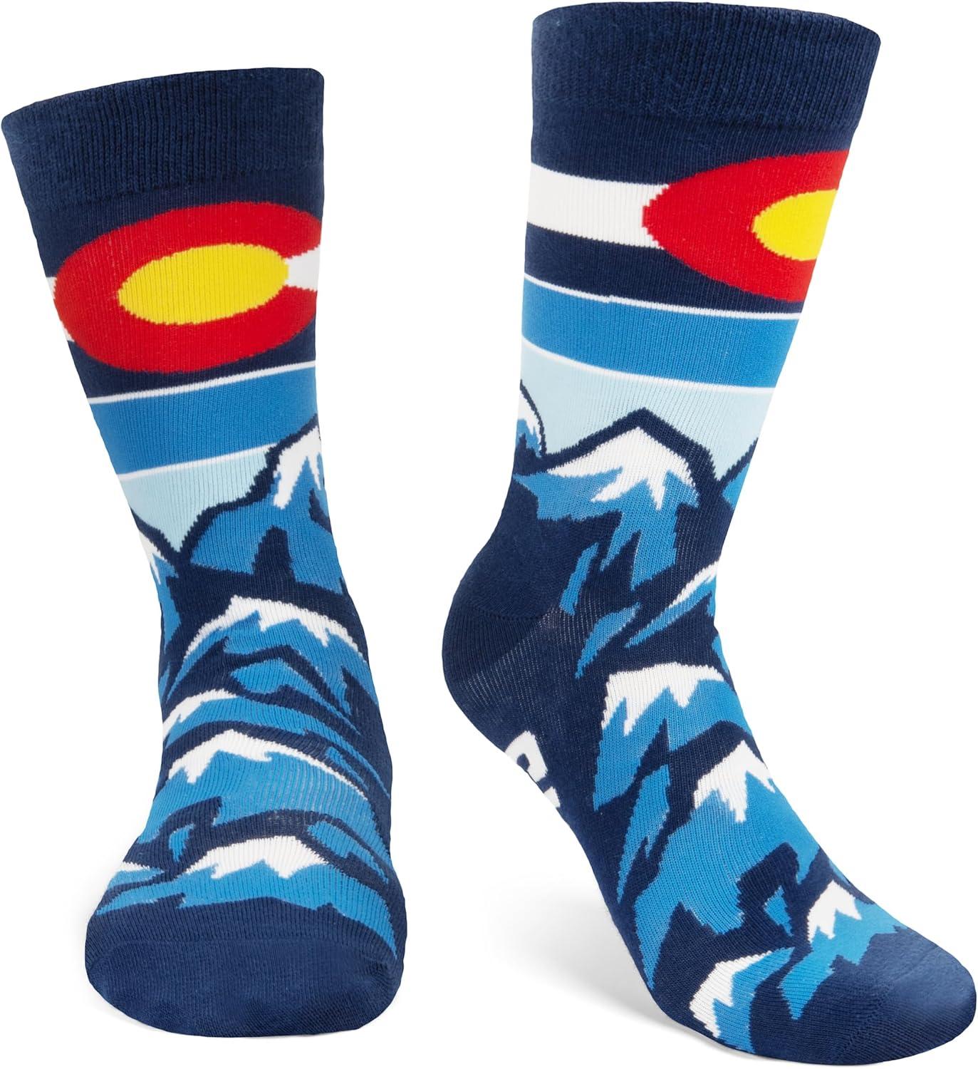 imageLavley Funny Socks for Outdoor Activities Lovers and More  Novelty Gifts for Men Women and TeensColorado Rocks
